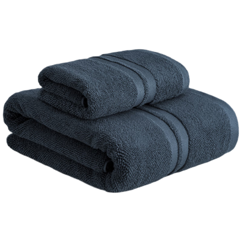 HOYO Japanese Antibacterial Household Bath Towel, Extra Large And Thick, Absorbent Pure Cotton Bath Towel, Two-Piece Set, Gentleman Blue Sports Style
