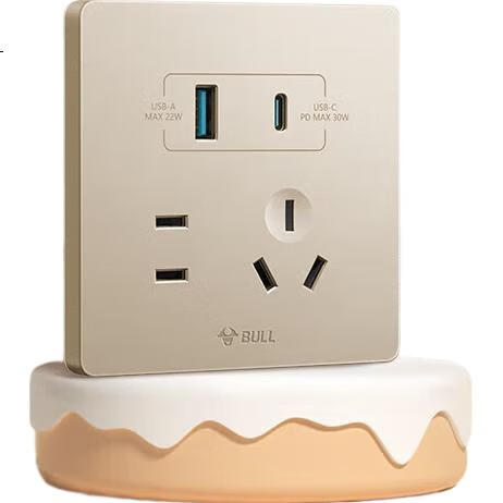 BULL G12E537 Розетка с USB+Type-C, 30W Fast Charging, Cream Style Starry Gold