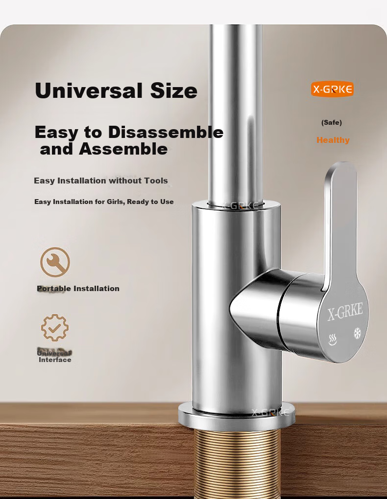 X-GRKE [Germany] Kitchen Faucet Hot And Cold Water Two-In 304 Stainless Steel Sink Faucet with 360° Rotation LR 14