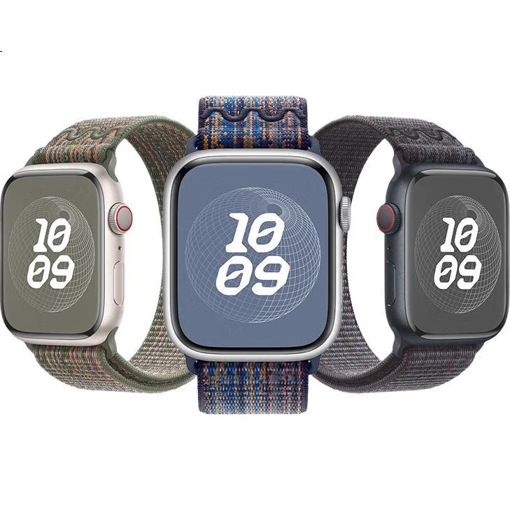 Ремешок BHO для Apple Watch Series 10/S9/S8/S7/S6/Ultra/SE3/2, нейлоновый, синий с оранжевым, 44/45/46/49мм