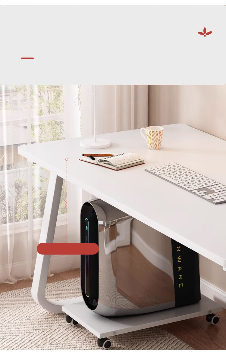 L&S Computer Desk Home Desktop Gaming Study Office Writing Desk BGZ786 Cream White 140cm 6