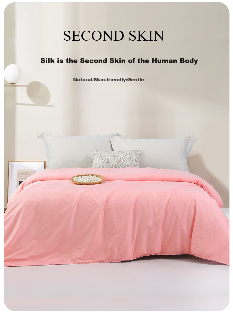 Qianhuang Yun Nai Zhi Meng Mulberry Silk Quilt, 100% Double Cocoon Mulberry Silk, Summer Cool Quilt, Approximately 3 Jin (1.5 Kg), 220*240cm, Pink 2