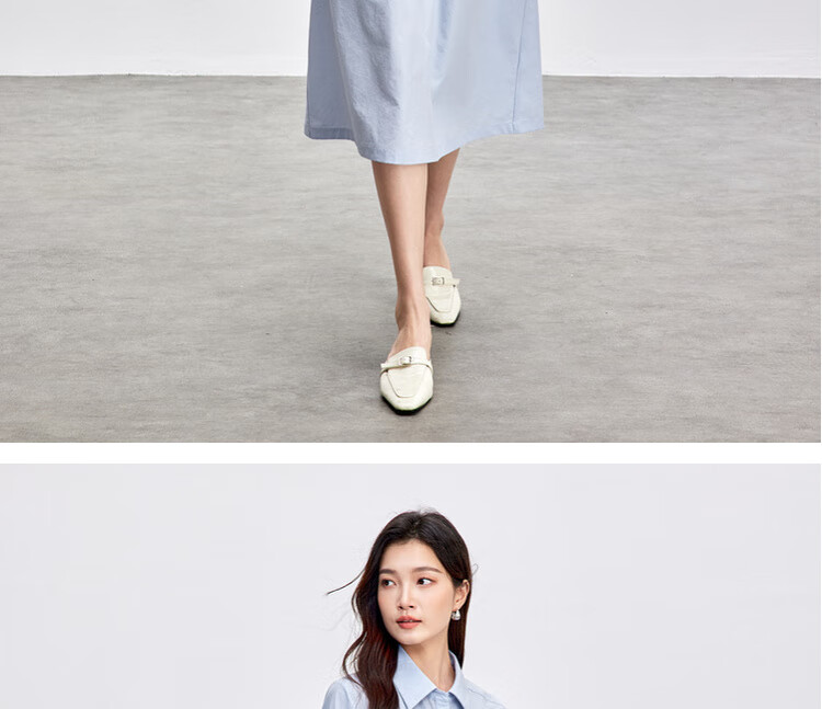 Sentubila Commuter Style Five-Sleeve Summer Slim Waist Embroidered Shirt Dress for Women Mid-Length 18