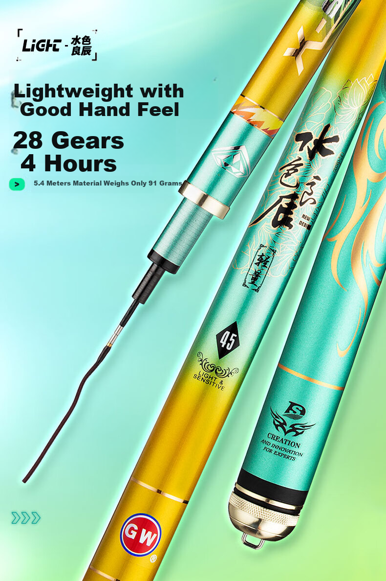 GW Fishing Rod, Handheld, 8.1 Meters, Water Color Liangchen, Lightweight, Versatile Rod, Ultra-Light, Ultra-Hard, 28 Sections, Fishing Pole, Crucian Carp Rod 1