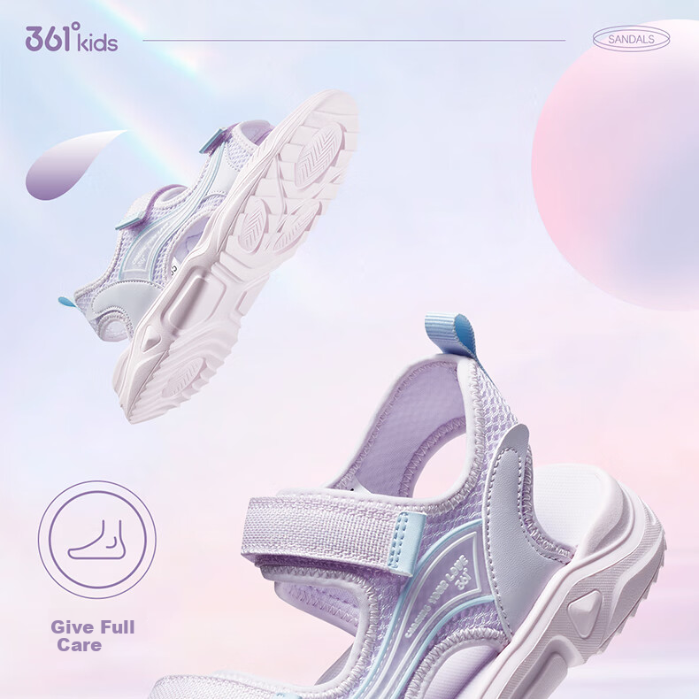 361° Children's Shoes, Girls' Sandals, Size 25, Summer, for Older Children, Breathable, Soft And Elastic, Wear-Resistant, Kids' Beach Sandals, Blue, Size 34 1