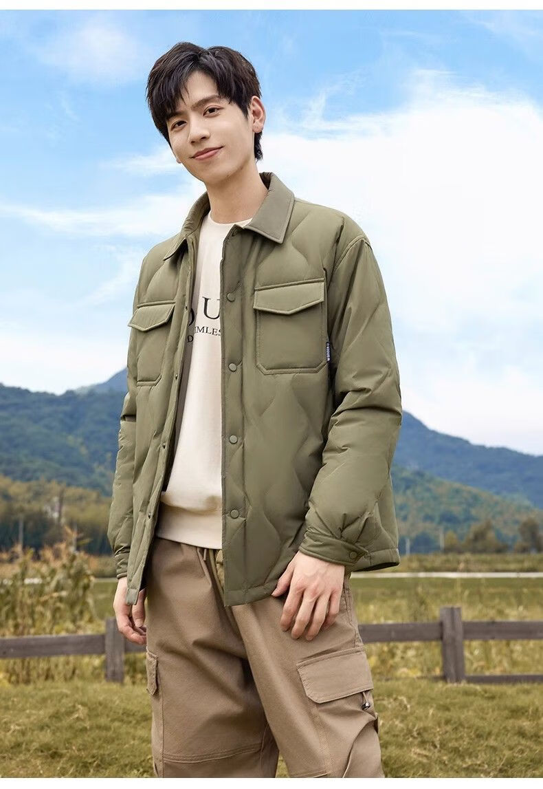 YAYA Men's Shirt Collar Down Jacket Winter 2025 Fashion Warm Lightweight Unisex Outdoor Casual Coat 18