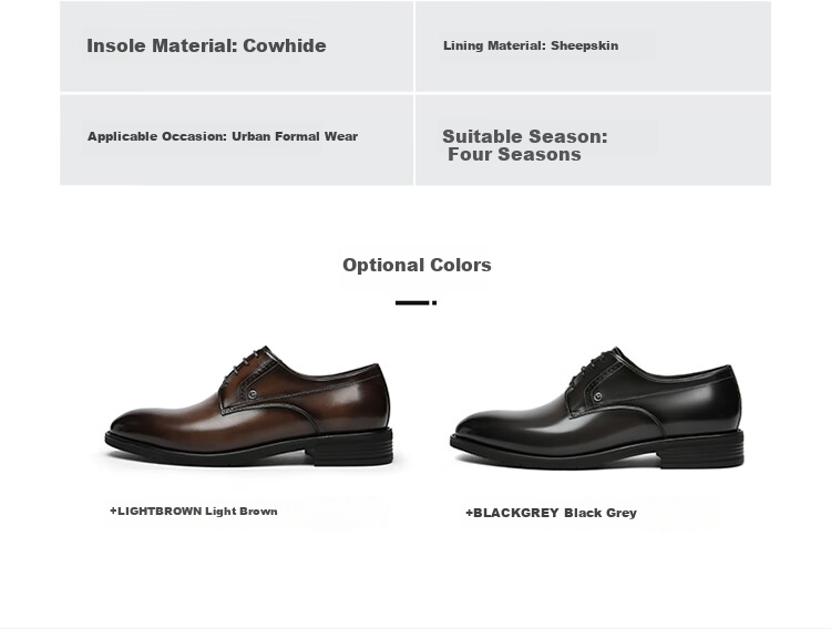 Goldlion Men's Shoes, Business Formal Shoes, Retro Classic Hand-Rubbed Cowhide Derby Shoes, 55013044494A, Black And Gray, Size 38 16