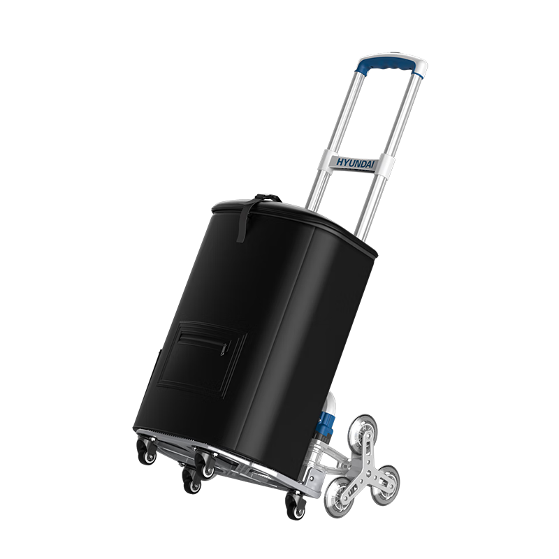 HYUNDAI Aluminum Alloy Folding Hand Cart with Wear-Resistant Wheels, Shopping Bag, and Swivel Wheels