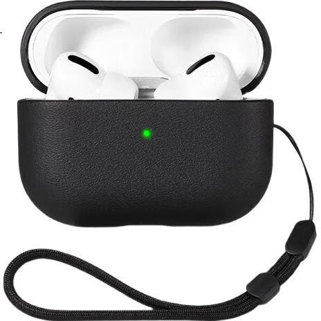 Защитный чехол Yingkaida для AirPods Pro 2, черный, кожаная текстура