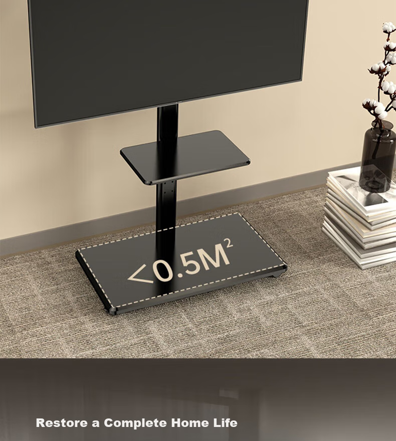 CABTE Mobile TV Stand Floor-Standing for 32/43/55/65/75 Inch TVs, Universal TV Bracket for Multiple Brands, Pearl White 6