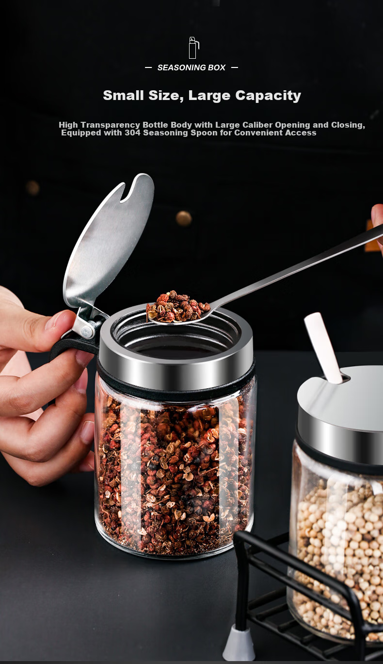 Newair Seasoning Set: Salt Shaker, Spice Rack, Condiment Bottles, Spice Jars, Kitchen Storage Rack, 9-Piece Set 6
