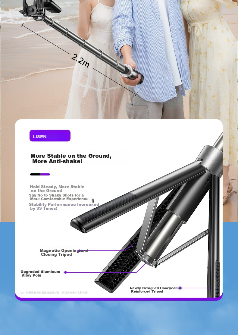 Lisen [Over 100,000 Sold] Selfie Stick Phone Stand, Floor-Standing, 360-Degree Rotation, Anti-Shake Automatic Tripod, Live Streaming And Photography Tool, Concert Shooting Gadget, New Model for 2026 7