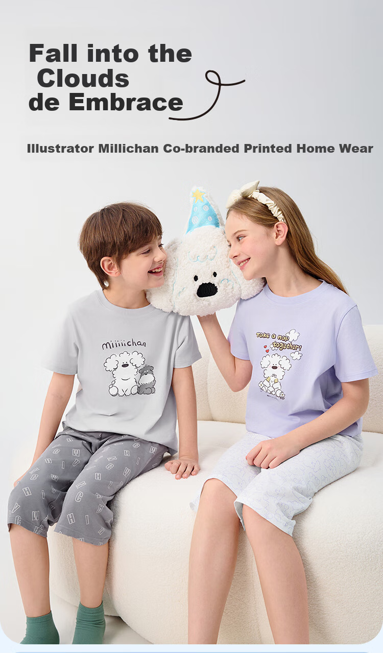 BALABALA Pajama Set for Boys And Girls, Home Wear, Air Conditioning Clothing, Summer Style [Miiichan IP] 209225171208 1