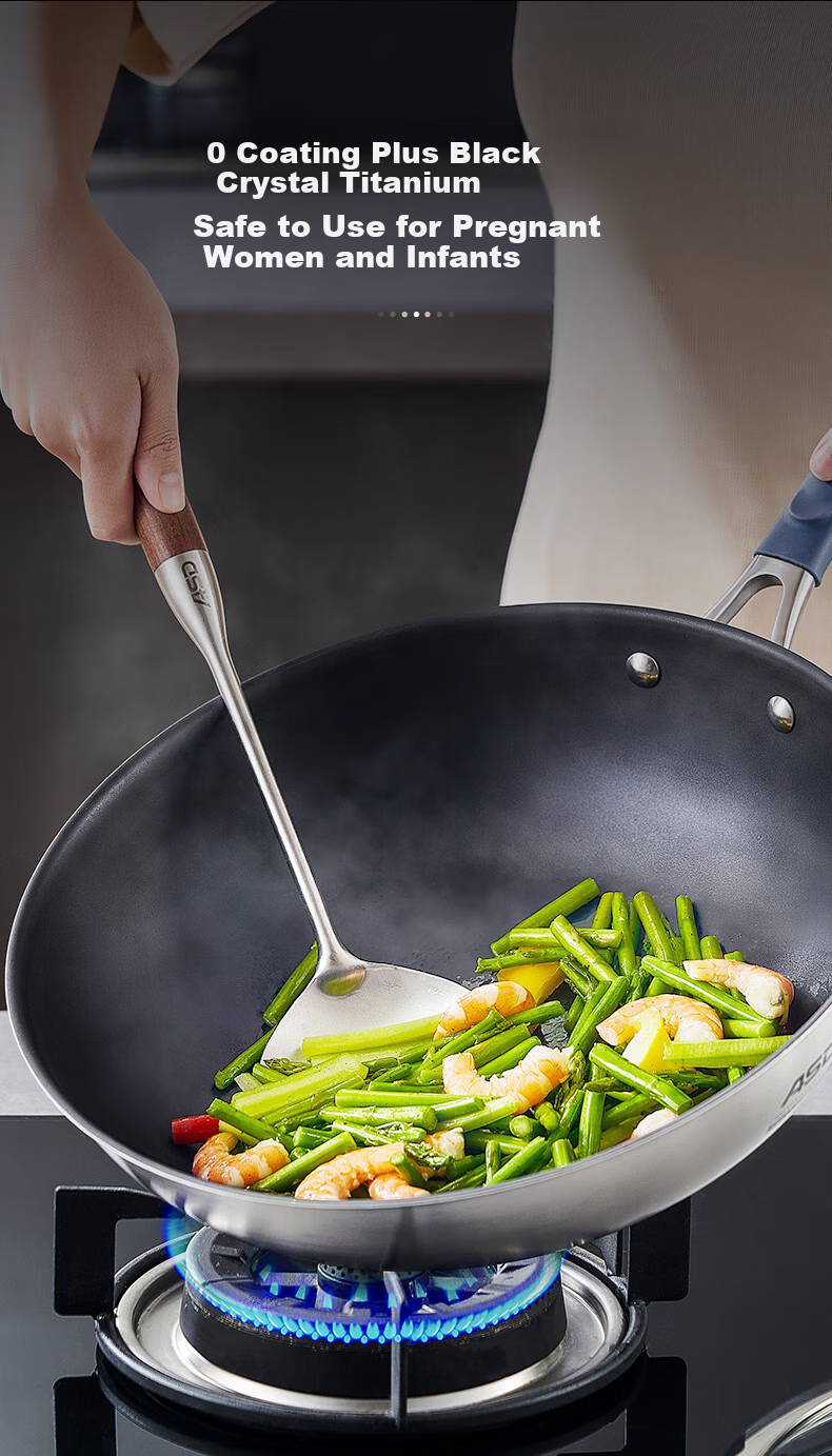 ASD Wok with Real Titanium Non-Stick Coating, No Fluorine Layer, Titanium-Containing Stir-Fry Pan, 32cm, Compatible with Gas And Induction Cooktops 11