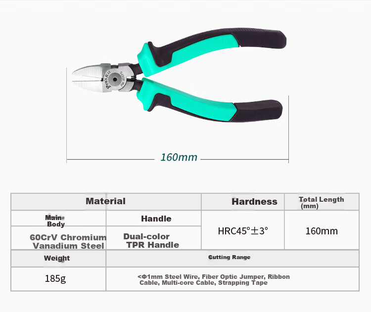 Pro'sKit PM-806FG Precision Diagonal Cutting Pliers, Two-Color Handle Diagonal Pliers 3