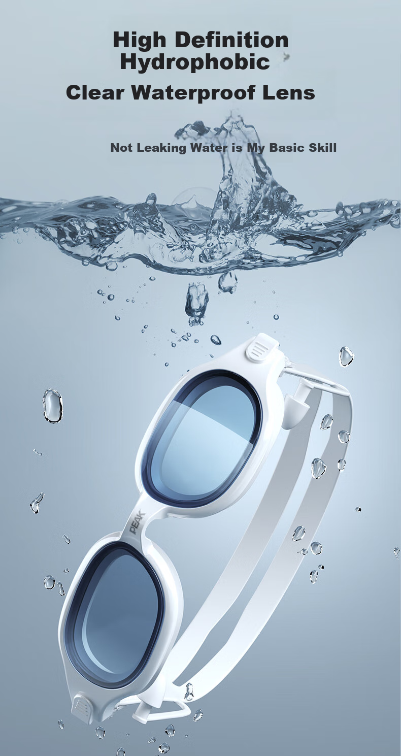 PEAK Swimming Goggles, Waterproof And Anti-Fog, High-Definition Myopia Swimming Glasses for Men And Women, Large Frame Swimming Goggles YSZ4103, Myopia 200 Degrees White 2
