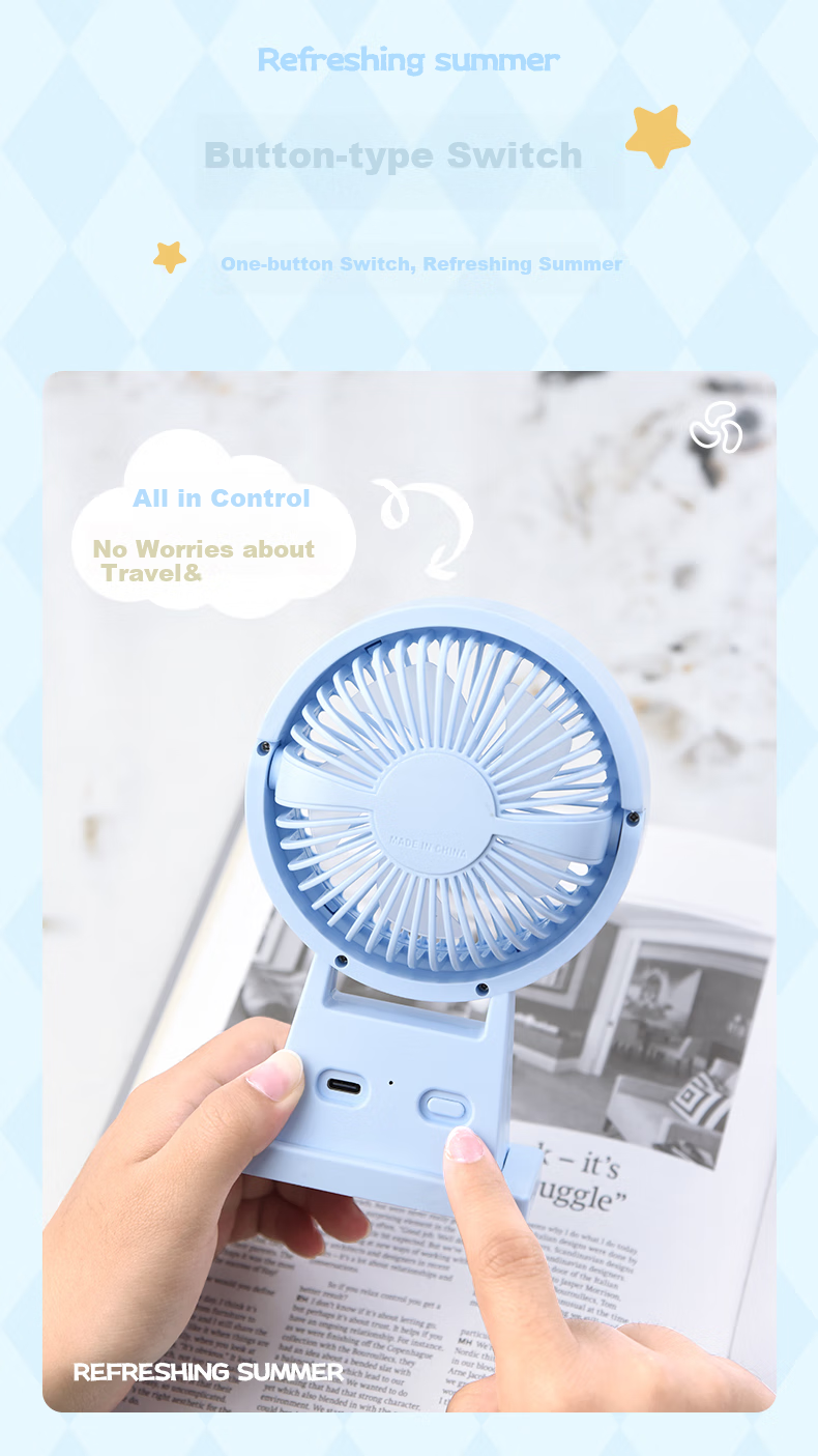 Ouliwen Mini Fan for Desk And Bed, USB Rechargeable, Low Noise, Three Speeds, Portable, Powerful Airflow, for Office And Dormitory Use, Green Color 7