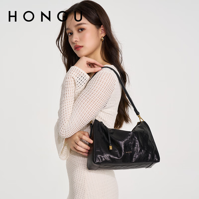 HONGU Women's Handbag, Vegetable Tanned Cowhide Leather Shoulder Bag, Large Capacity Crossbody Bag for Ladies, Birthday Gift for Girlfriend