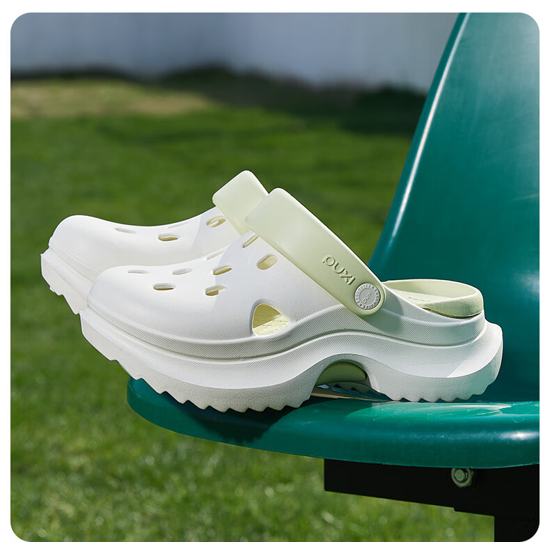 Poxi Summer Beach Platform Heightening Casual Crocs for Petite Women, White + Raspberry, Size 38-39 2