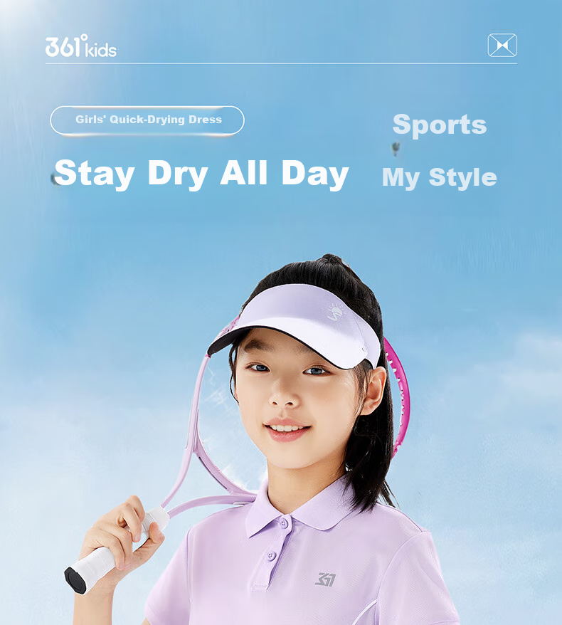 361° Children's Clothing, Girls' Summer Dress for Older Kids, Quick-Dry Breathable Sports Outdoor Dress, Pink, Size 130 1