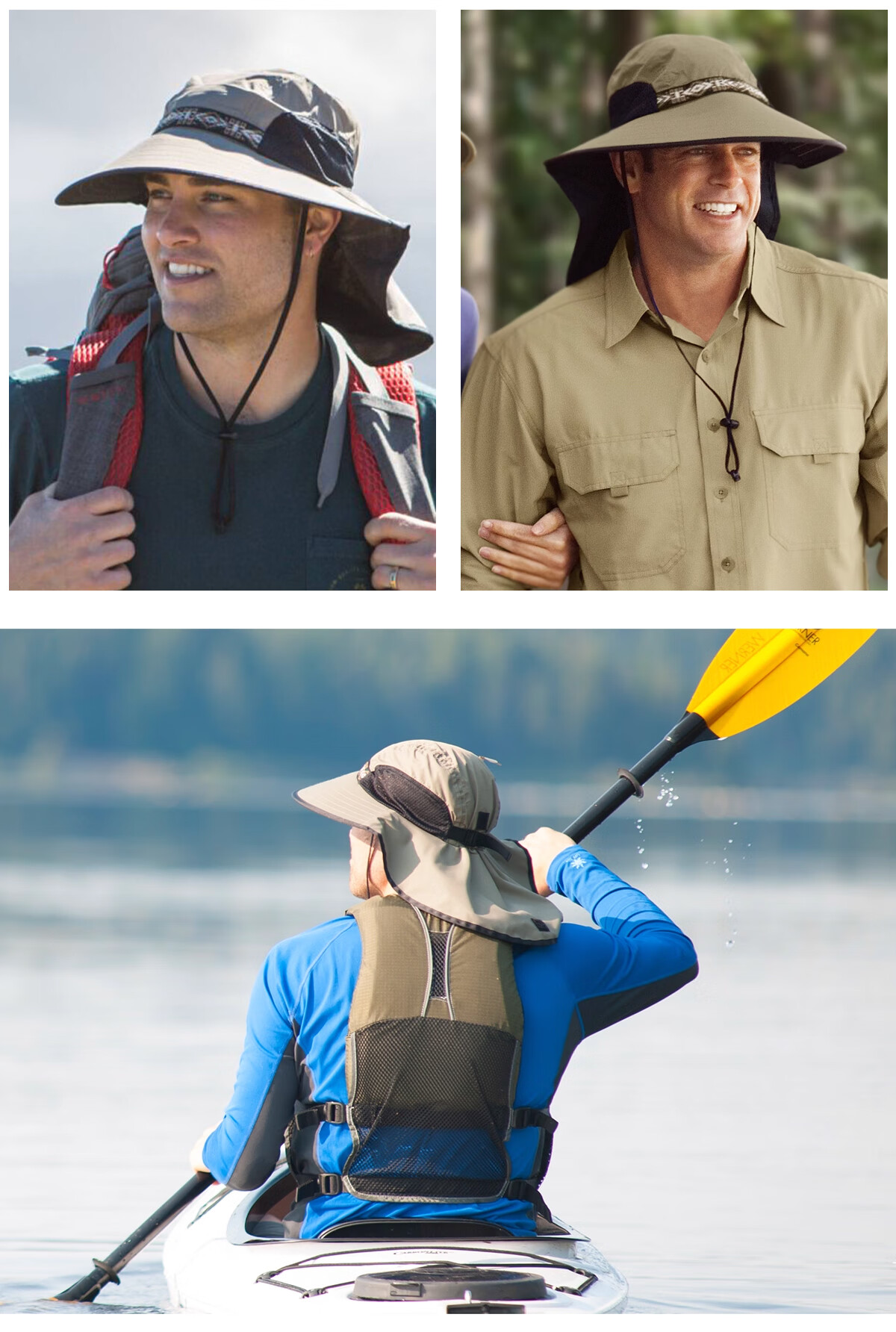 SUNDAY AFTERNOONS Adult Unisex Outdoor Sun Protection Hat with Wide Brim and Neck Flap, Light Gray, Size L 14