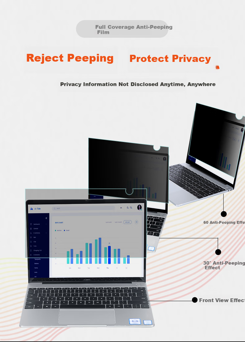 ECOLA Computer Privacy Screen Protector, 360-Degree Anti-Peeping FK215, Screen Protection Film for Desktop Monitor, Privacy Protection Film, Black, 21.5 Inches, 16:9 (477mm*268mm) 2