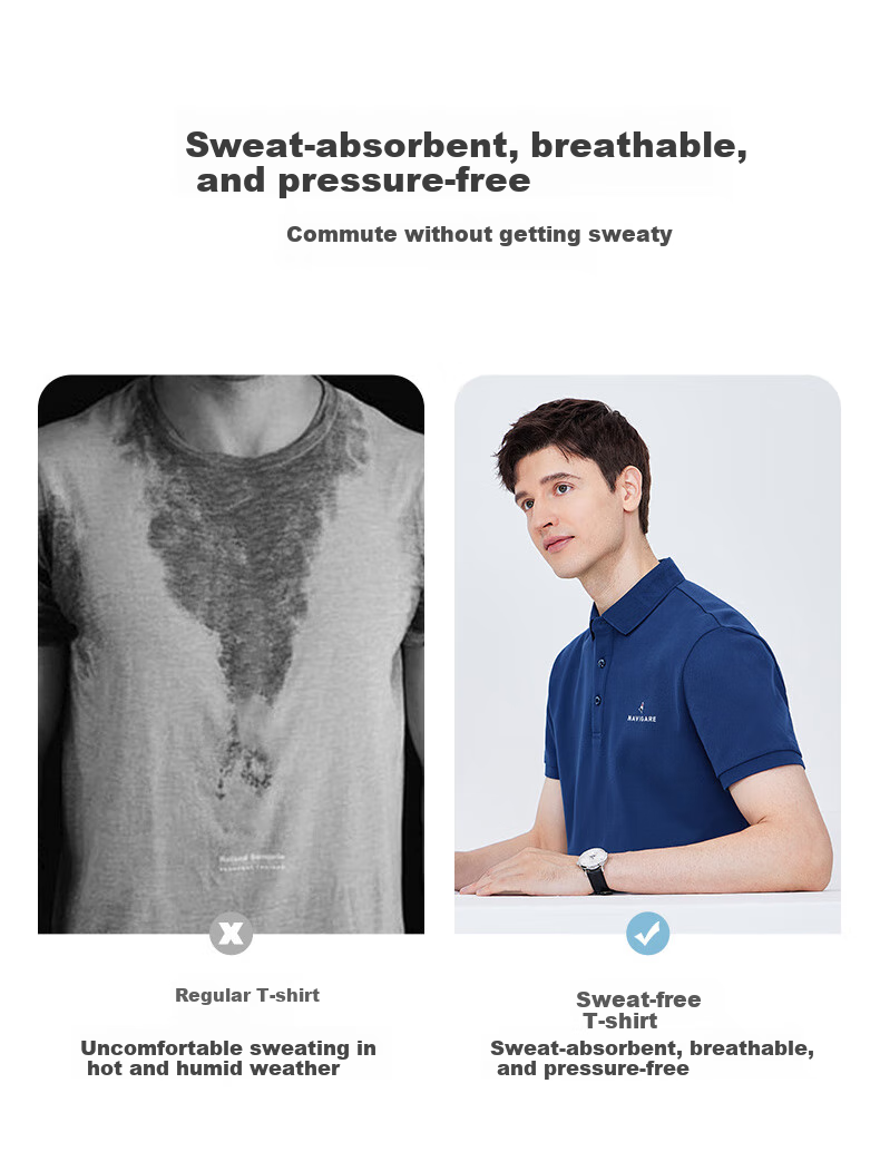 Navigare Small Sailboat Sports Outdoor Polo Shirt for Men, Summer Sweat-Free Cool-Feeling Short-Sleeve POLO Shirt 1325524565 M 3