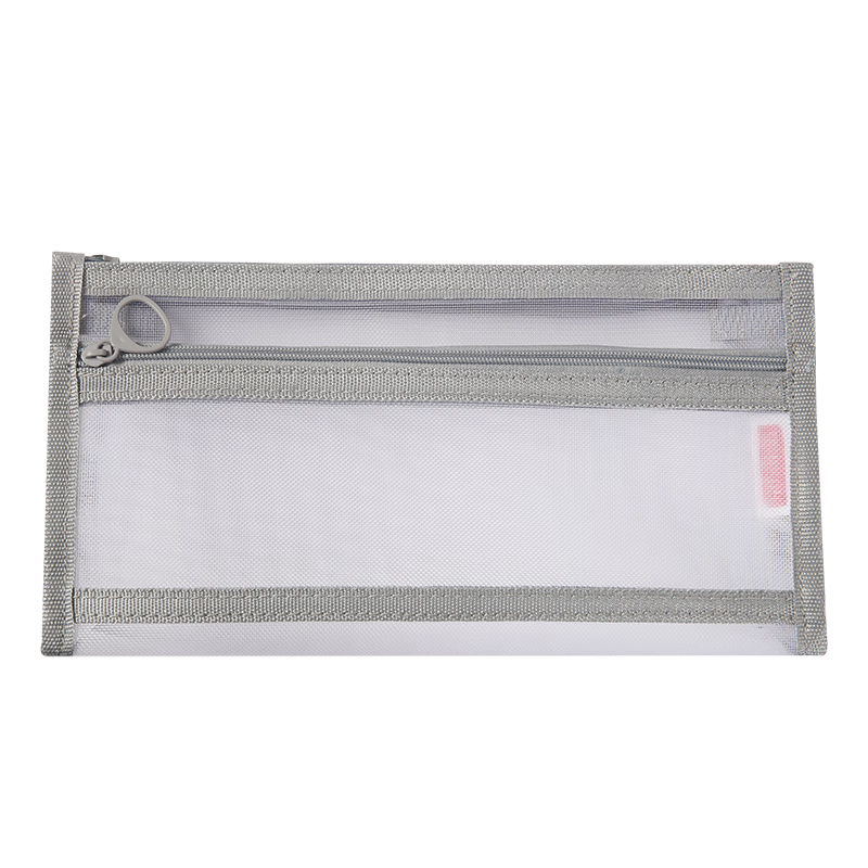 JD Jingdong Double-Layer Mesh Triangle Pencil Case Large Capacity Storage Bag for Exams Gray JD5024