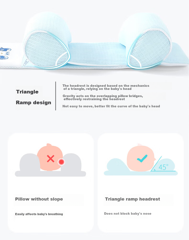 Qicaiboshi Baby Shaping Pillow, Newborn Xiaomi Correction Flat Head Type, Spring And Summer Style, for Babies Aged 0-1 Years Old, Tencel Children's Pillow 14