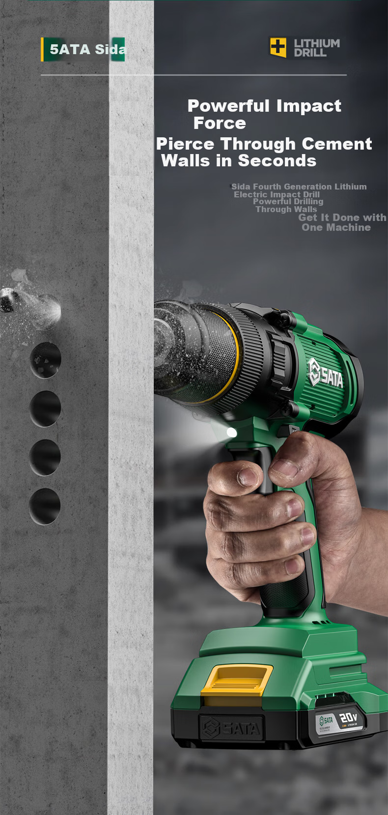 Shida (SATA) Brushless Lithium-Ion Drill, Industrial-Grade High-Torque Multi-Function Pistol Drill, Electric Screwdriver D05743 Deluxe 4