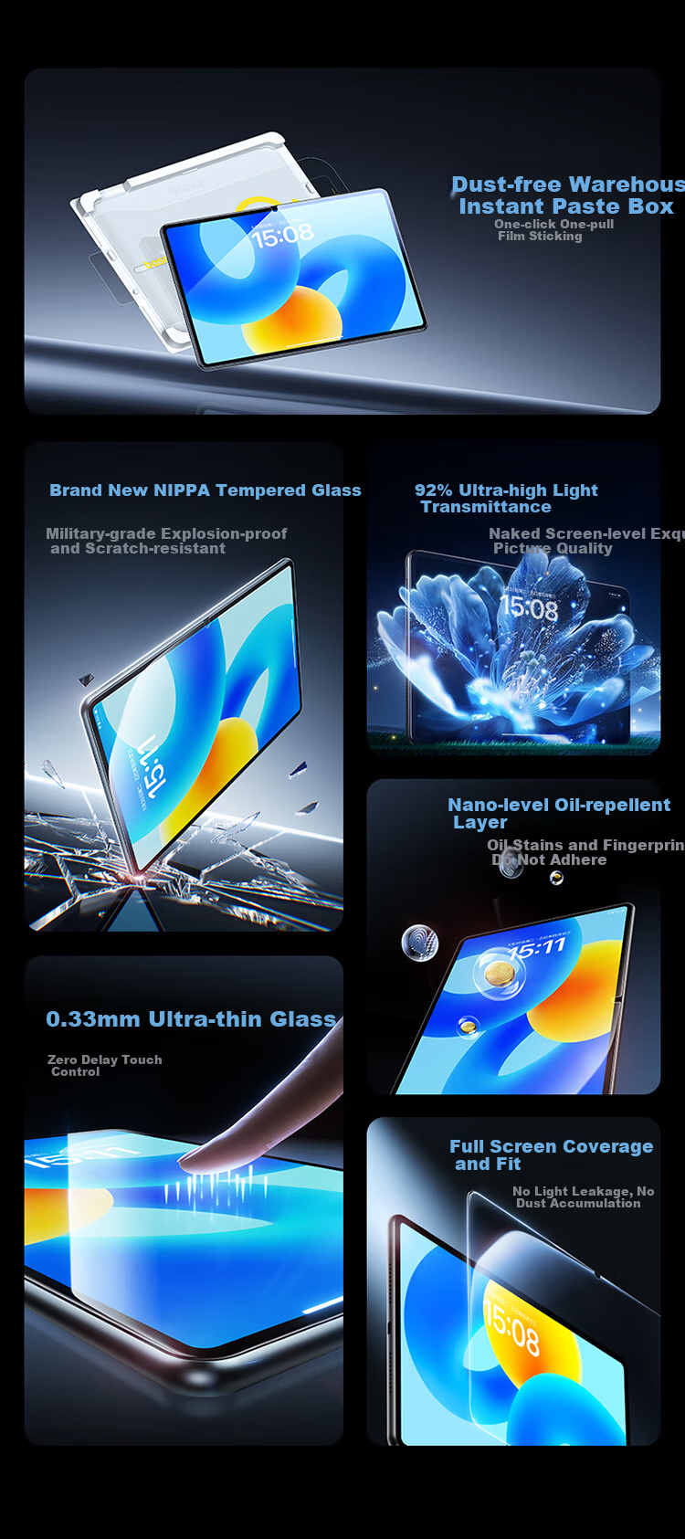 Baseus Tempered Glass Screen Protector for Huawei MatePad Pro Tablet, AR Film with Dust-Free Installation [Ultra-Clear Bare Screen] Compatible with 2020/2019 MatePad Pro - 10.8 Inch 2