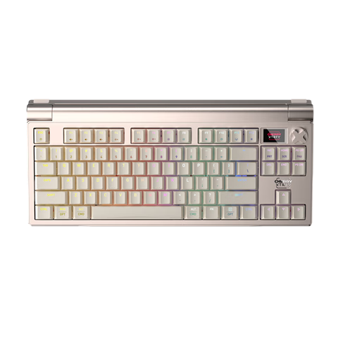 CHERRY MX8.3 Wireless Mechanical Keyboard with 8K Backlight, Customizable Hot-Swappable Bluetooth Tri-Mode 84-Key Layout Gaming Keyboard for Valorant, Aluminum Alloy Gold Tea Switch