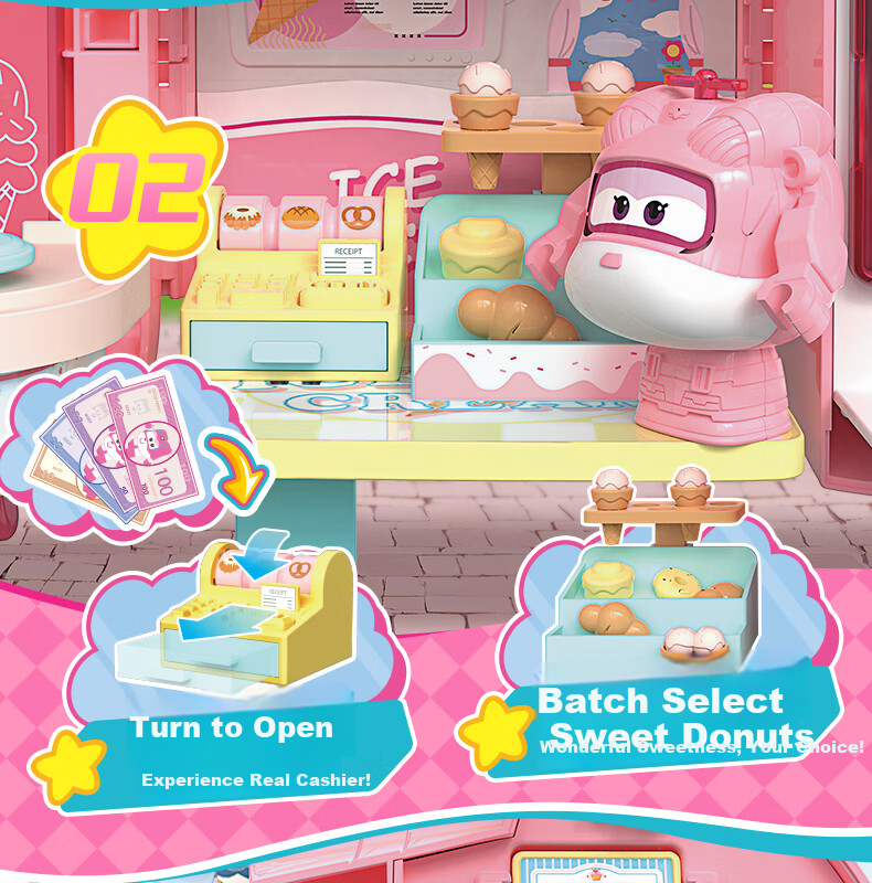 AULDEY Super Wings Little Sweetie Ice Cream Shop Playset, Pretend Play, Girls' Toy, Birthday Gift, 790840 3