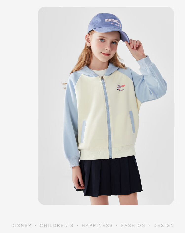 Disney Children's Jacket, Spring Girls' Hooded Sweatshirt Top, Baby Stylish Spring Outfit, Zootopia, Blue, Size 160 7