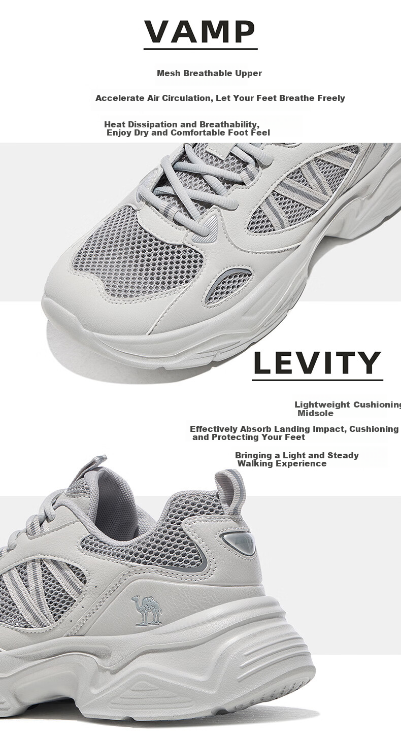 CAMEL [Qingyang] Men's Shoes, Summer New Sports Shoes, Breathable Mesh Upper, Thick-Soled Heightening Casual Versatile Dad Shoes 24