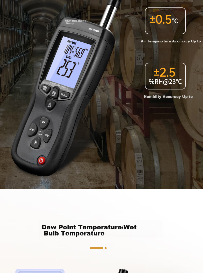 CEM DT-8896 High-Precision Industrial Professional Temperature And Humidity Detector, Environmental Air Temperature And Humidity Meter, Measuring Instrument 3