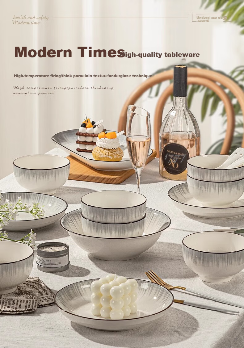 Hechuanwu Bowl And Plate Set, Japanese Style Household Use, 36-Piece Ceramic Tableware Set, High-Temperature Underglaze Color Dinnerware Gift Box, Housewarming Gift 1