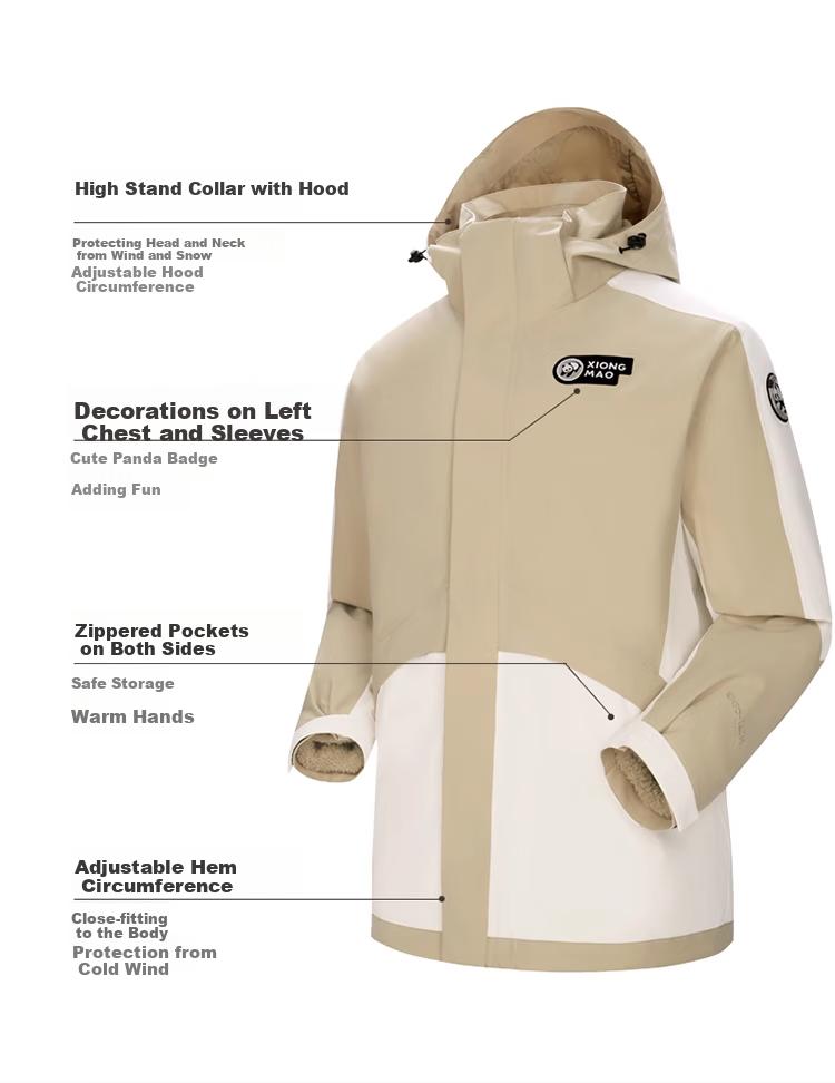CAMEL Panda Three-Protection Windbreaker, Unisex Professional Oil-Resistant Waterproof Three-In Mountaineering Jacket A13CA6aB018 5