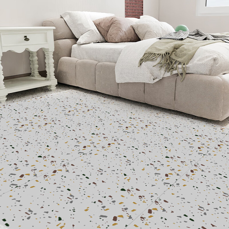Qinghua Imitation Porcelain Tile Floor Sticker Self-Adhesive Waterproof Non-Slip Thickened Concealing Bedroom Kitchen Floor Leather Straight Laying Water Stone 1 Square Meter