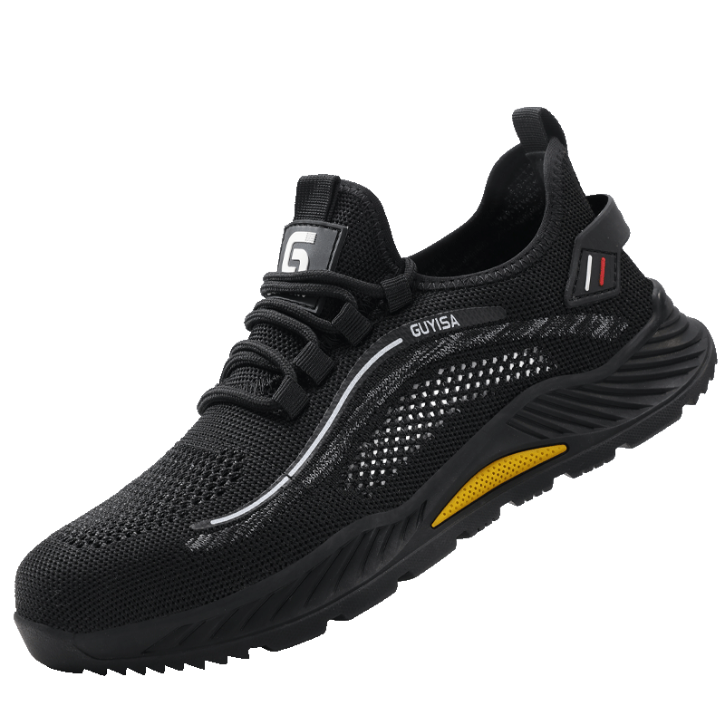 JUNBU Safety Shoes for Men, Summer Breathable Insulated Anti-Smashing Anti-Puncture Electrician Comfortable Safe Work Shoes 5023BKVT Size 41