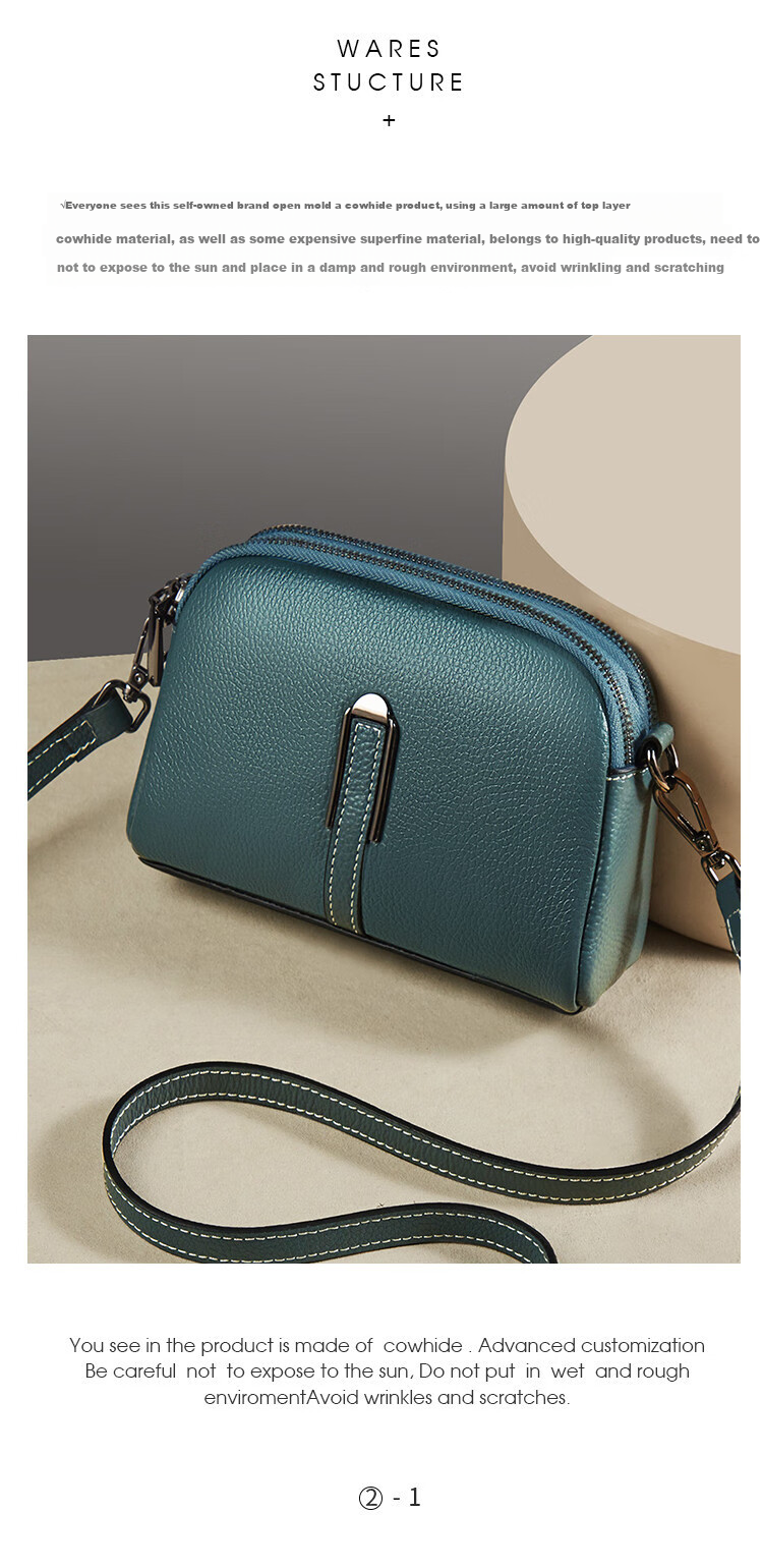 Laorentou Top-Grain Leather Women's Handbag, Large Capacity Phone Bag, Shoulder Crossbody Mom Bag, Valentine's Day Gift for Girlfriend 2