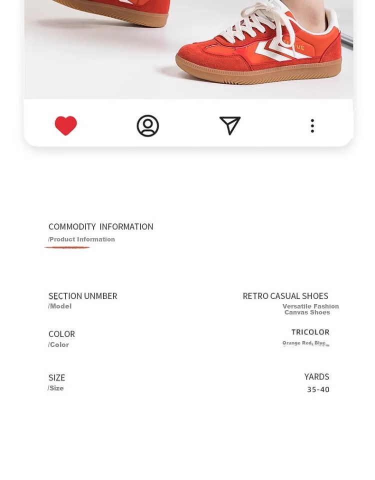 Feiyue Official Women's Shoes, Dexun Shoes for Women, 2026 Summer New Casual Versatile Fashionable Sneakers for Women, Orange-Red Color, Size 40 2