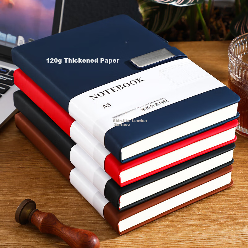 Zuodi [Free Engraving] Notebook, Leather Cover Notebook A5, Journal, Business Buckle Notebook, Stationery, High-Quality Diary, Meeting Record Book, Customizable