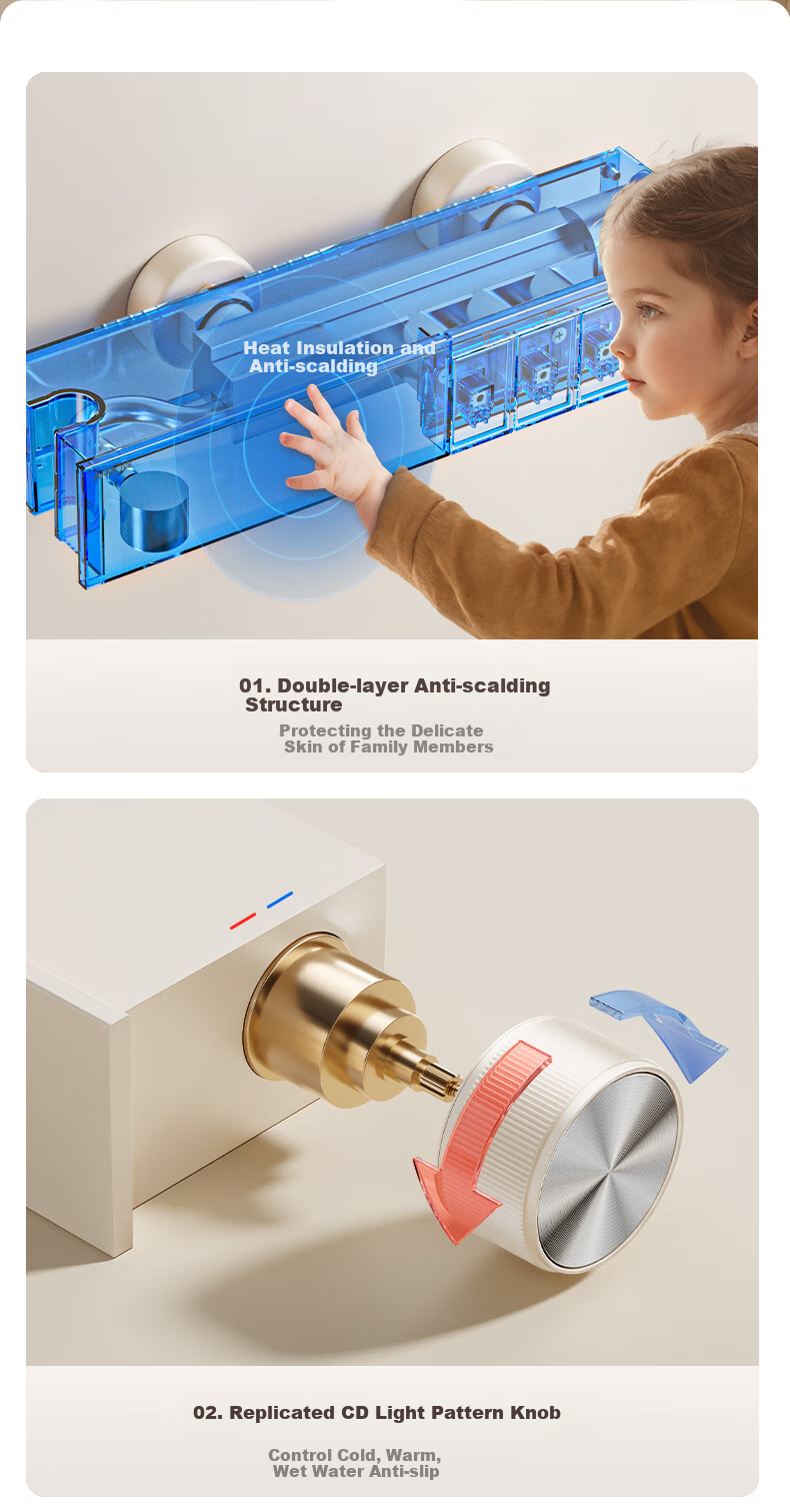 ARROW Jingjie Simple Shower Head, Piano White Button, Large Storage, Pressurized Shower Head with Spray Nozzle 8