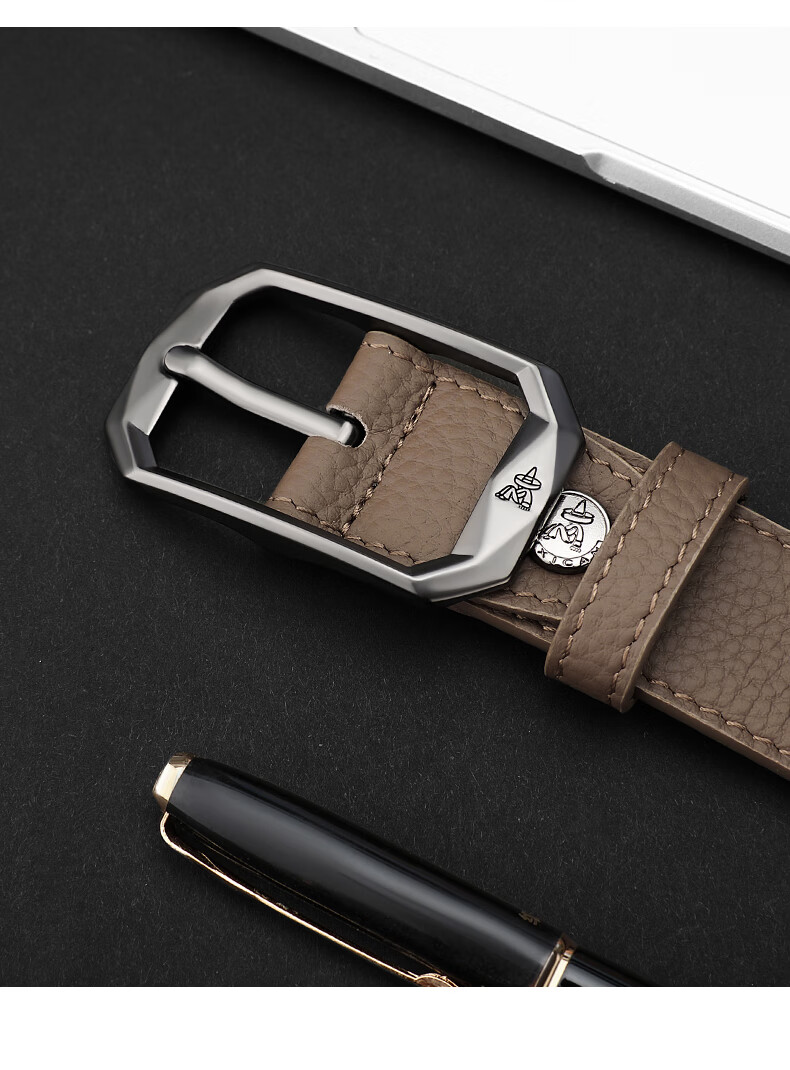 MEXICAN Vintage Men's Leather Belt Pin Buckle Genuine Top Layer Cowhide Business Casual Waistband Pants Belt Birthday Gift for Men 6