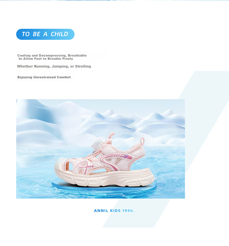 ANNIL Children's Sandals, Summer 2025, for Older Girls, Closed-Toe Design, Non-Slip Hollow-Out Sports Sandals, 6291 Pink, Size 27 1