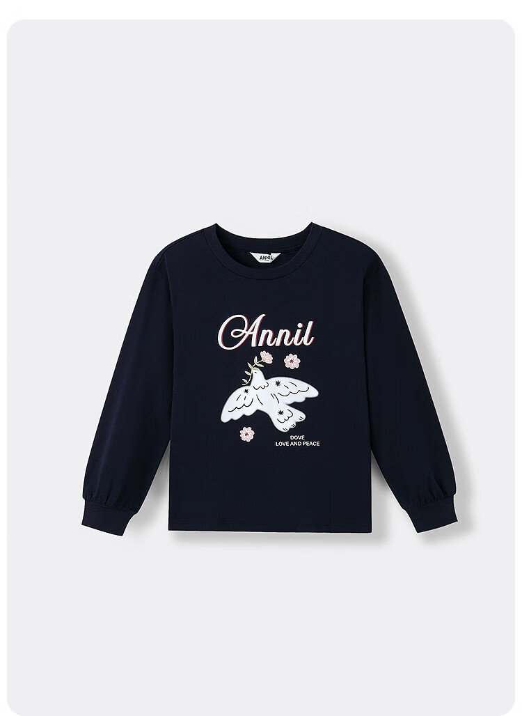 Annil [100% Cotton Quick-Dry T-Shirt] Girls' Round Neck Long-Sleeve T-Shirt, 2025 Autumn New Sports Base Layer 6