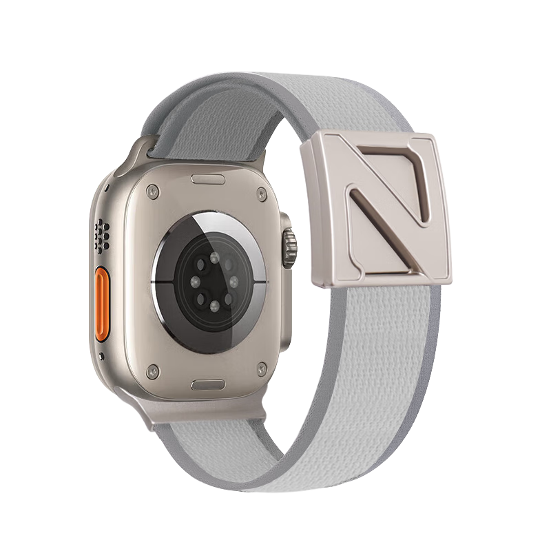 MSSM Compatible Apple Watch Band for Apple Watch S12/11/10/S9/SE3/Ultra4/3, Nylon Magnetic Buckle Strap - Light Gray 38-42