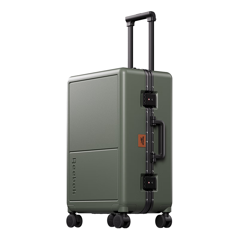 Reebok Aluminum Frame PC Suitcase, Multi-Functional Carry-On Luggage, Travel Password Lock Case, Monet Green, 20 Inches