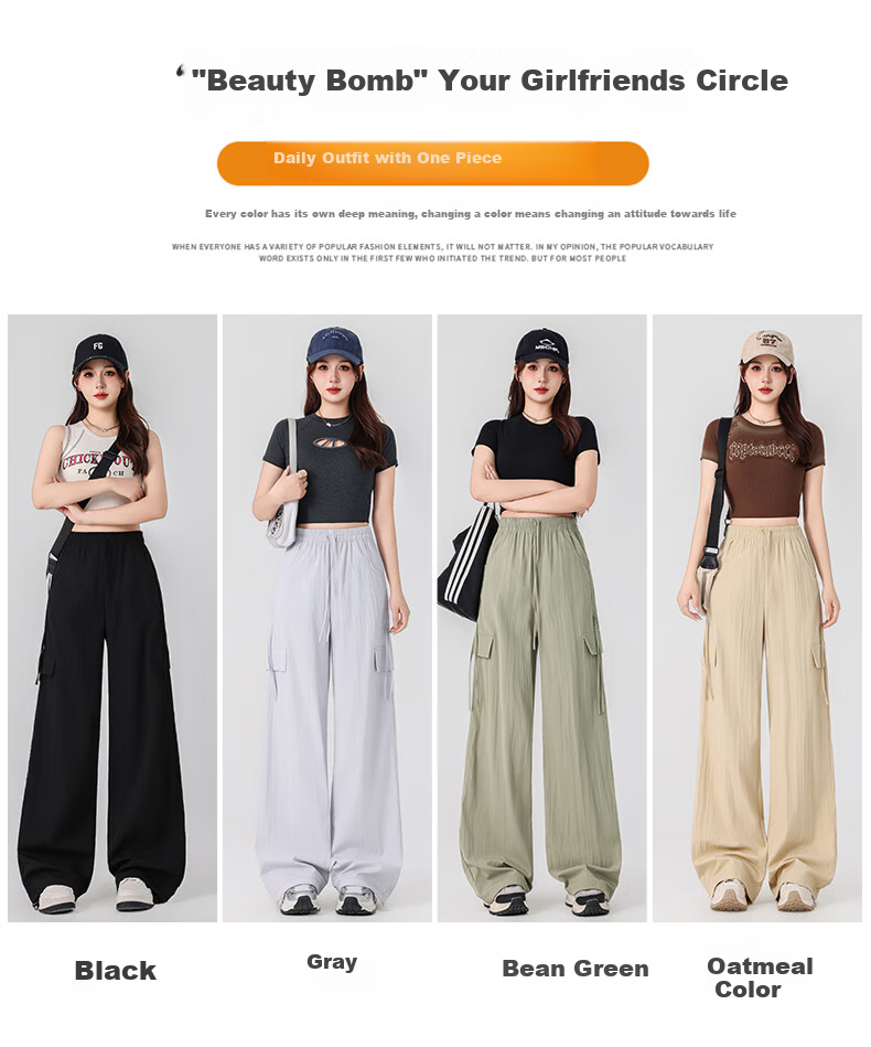 LangSha Women's Cargo Pants with Drawstring for Petite Figures, Lightweight Summer 2025 Butterfly Bow Casual Quick-Dry Trousers Paratrooper Pants 13